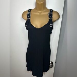 Sugar Thrillz xDollsKill Black Rural Beauty Buckle Hardware Bodycon Dress NWOT M